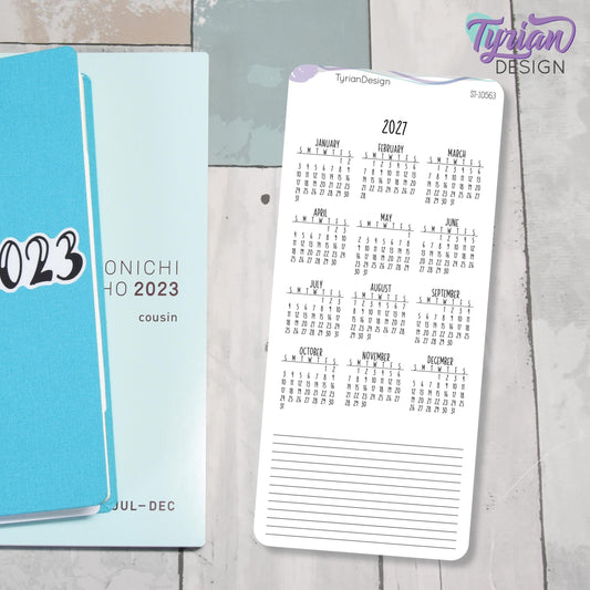 2027 Monthly Sticker |  Hobonichi Weeks| 1 Sticker