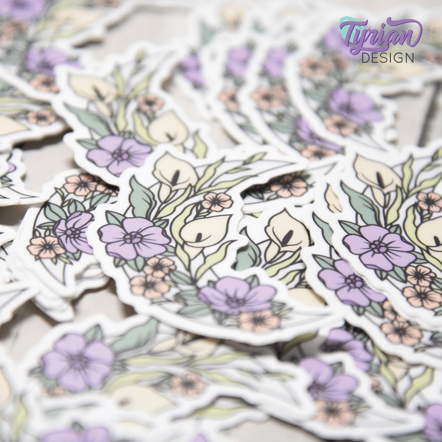 Small Pastel Calla Lily Moon Vinyl Sticker | High quality weather proof vinyl | 1.5 x 2" | Flower Moon | Pastel sticker | Shades of Spring