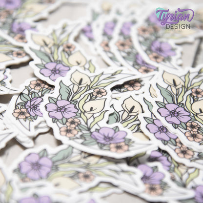 Small Pastel Calla Lily Moon Vinyl Sticker | High quality weather proof vinyl | 1.5 x 2" | Flower Moon | Pastel sticker | Shades of Spring