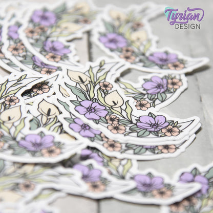 Small Pastel Calla Lily Moon Vinyl Sticker | High quality weather proof vinyl | 1.5 x 2" | Flower Moon | Pastel sticker | Shades of Spring