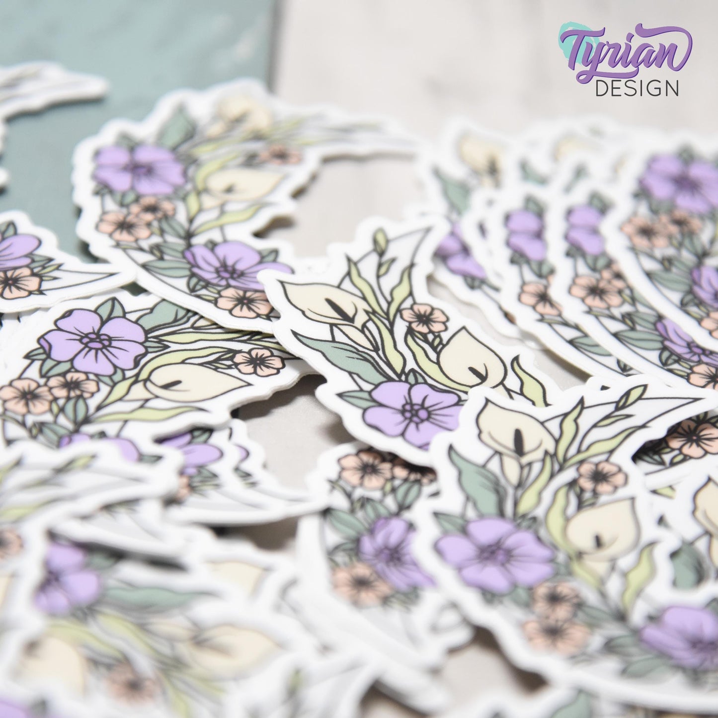 Small Pastel Calla Lily Moon Vinyl Sticker | High quality weather proof vinyl | 1.5 x 2" | Flower Moon | Pastel sticker | Shades of Spring