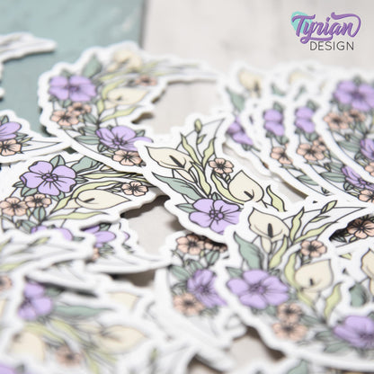 Small Pastel Calla Lily Moon Vinyl Sticker | High quality weather proof vinyl | 1.5 x 2" | Flower Moon | Pastel sticker | Shades of Spring