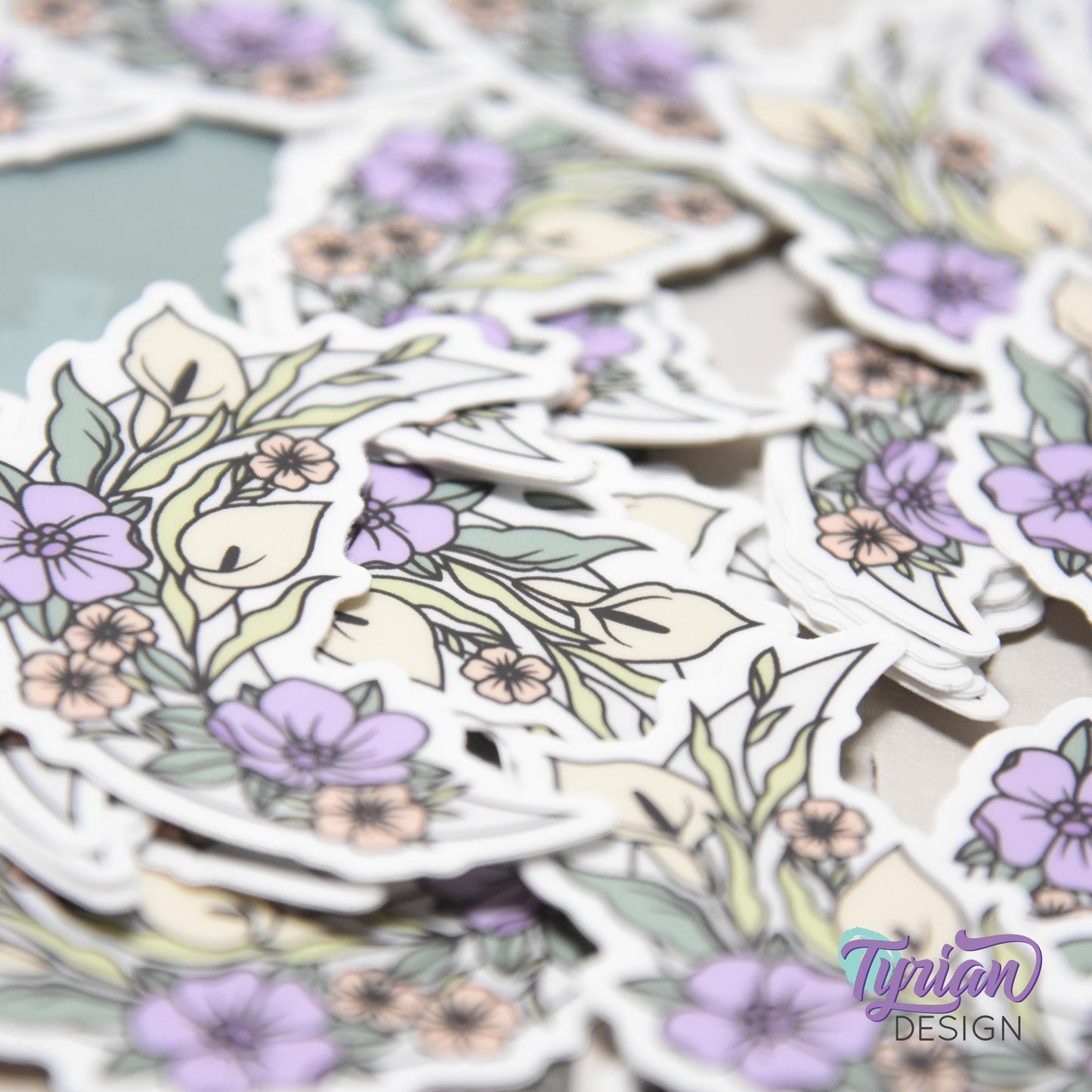 Small Pastel Calla Lily Moon Vinyl Sticker | High quality weather proof vinyl | 1.5 x 2" | Flower Moon | Pastel sticker | Shades of Spring