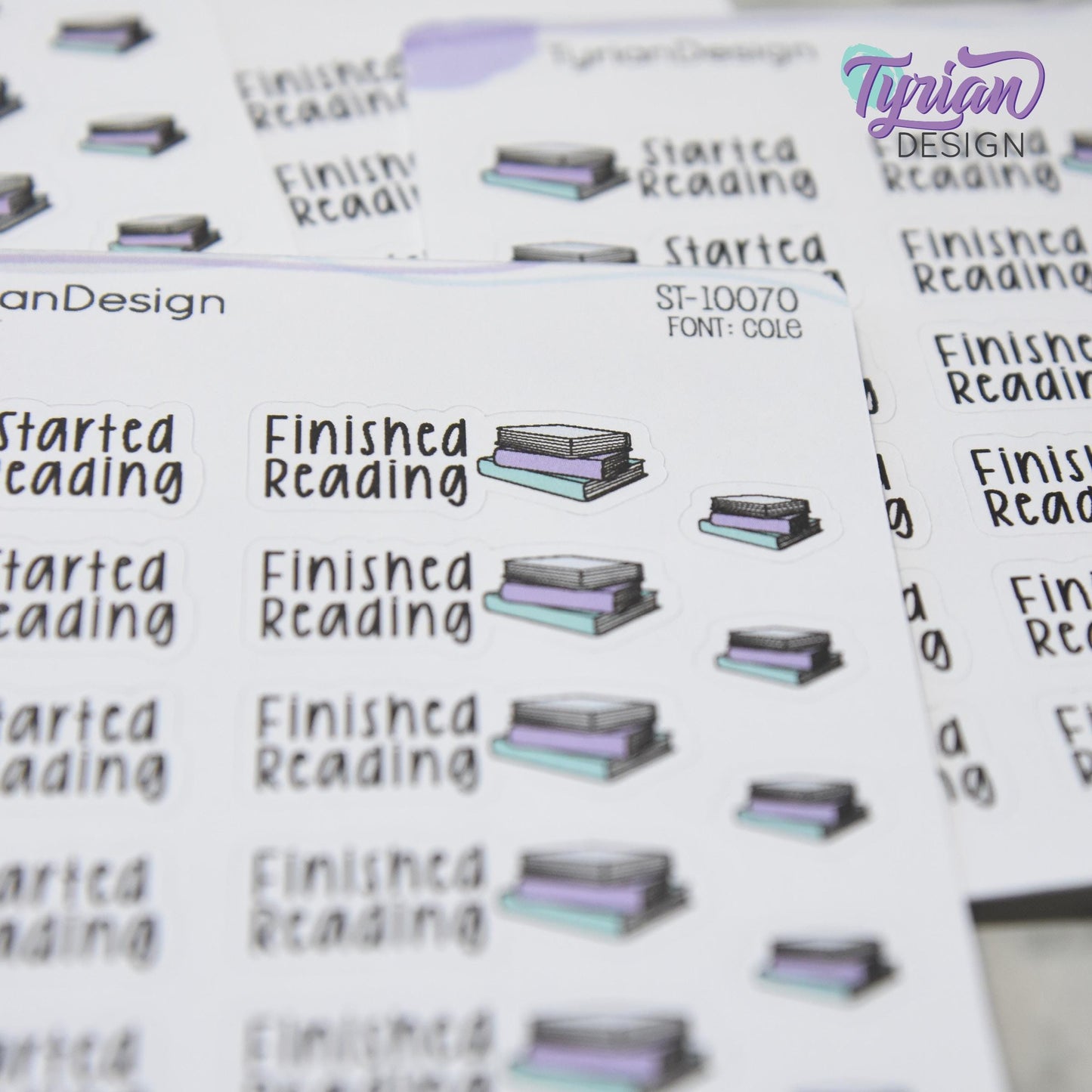 Reading Stickers | Started Reading | Finished Reading | 16 Stickers | 1.27 x .52" | Book Stickers | 3.5 x  4.5" Sheet | White or Clear Matte