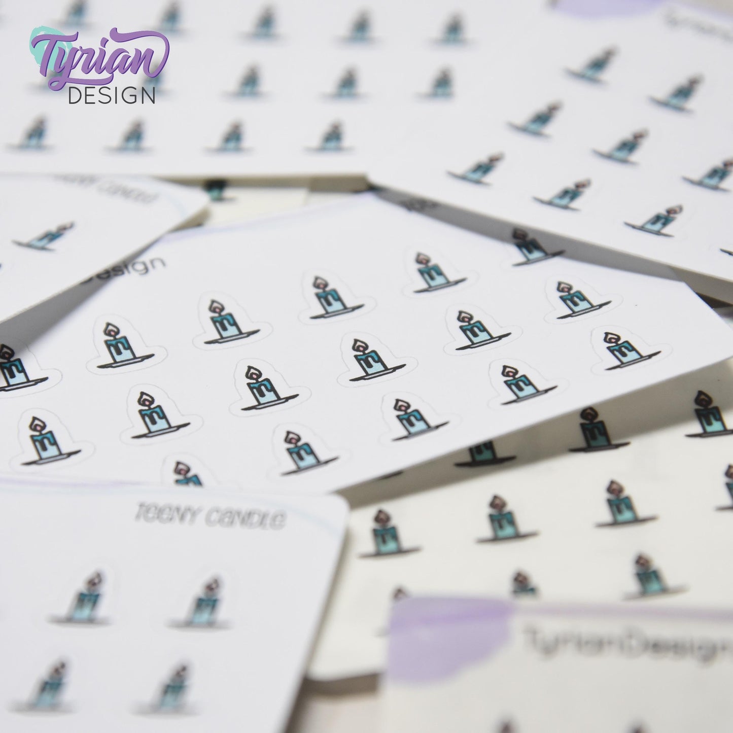 Candle Stickers | Tiny Stick Candle Stickers | Mini sheet | 18 stickers | .37 x .44" each | Burn Candle icon | White or Clear Matte