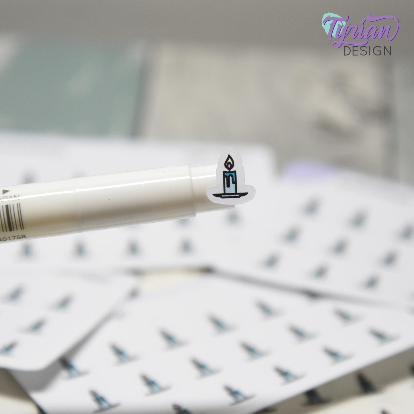 Candle Stickers | Tiny Stick Candle Stickers | Mini sheet | 18 stickers | .37 x .44" each | Burn Candle icon | White or Clear Matte