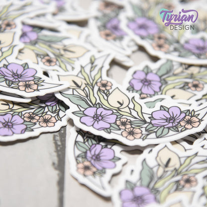 Small Pastel Calla Lily Moon Vinyl Sticker | High quality weather proof vinyl | 1.5 x 2" | Flower Moon | Pastel sticker | Shades of Spring