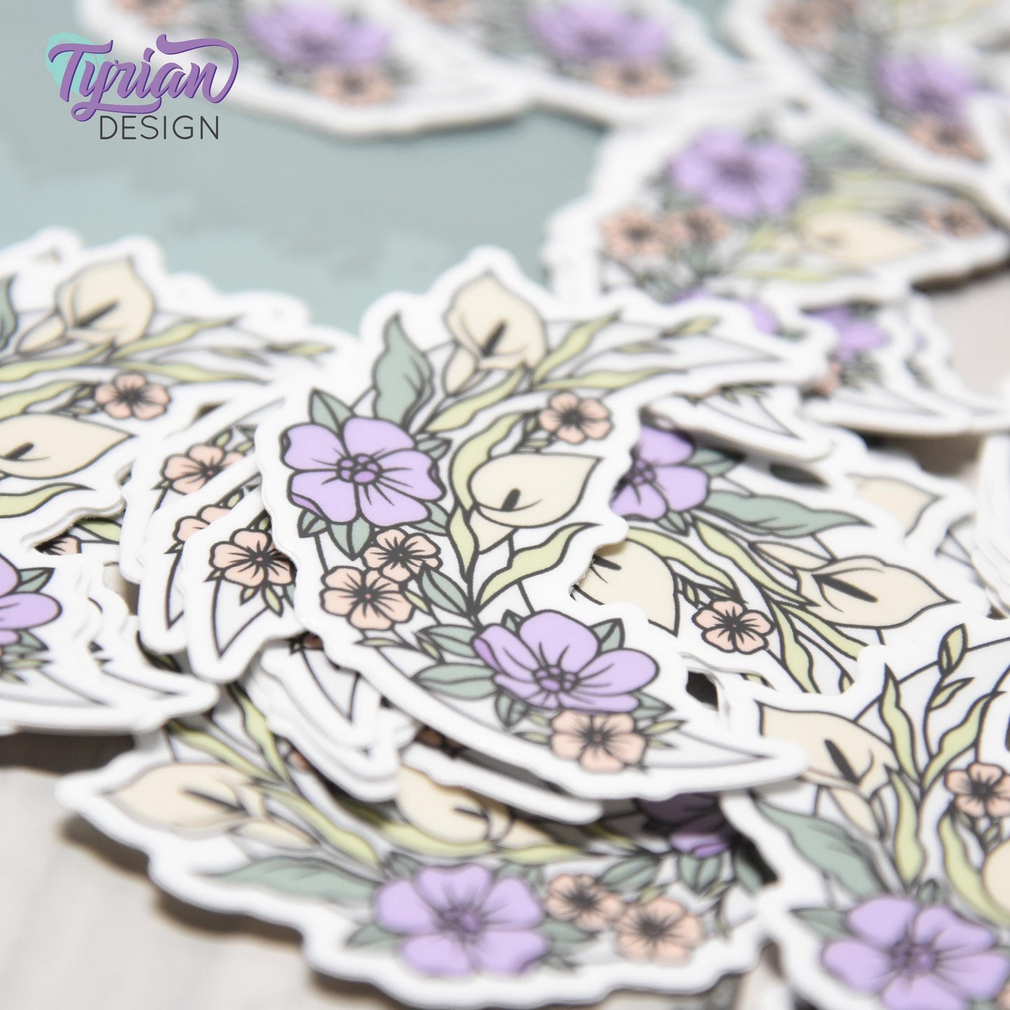 Small Pastel Calla Lily Moon Vinyl Sticker | High quality weather proof vinyl | 1.5 x 2" | Flower Moon | Pastel sticker | Shades of Spring