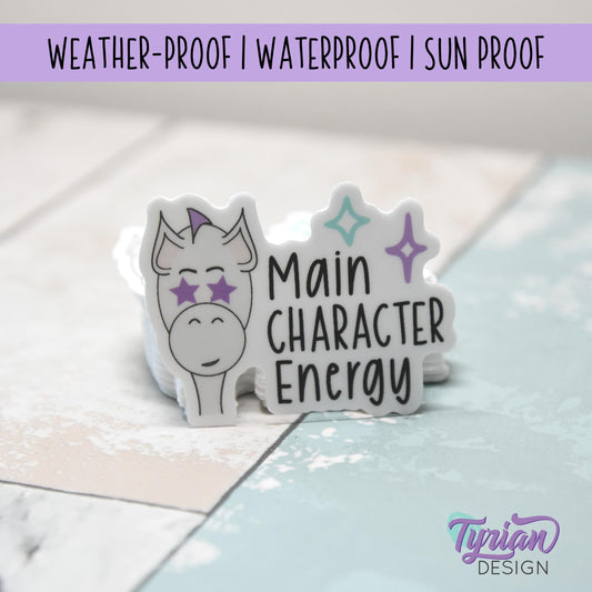 Main Character Energy Vinyl Sticker | Waterproof &  Weatherproof | 2.5" x 1.5"  | E-Reader sticker | Tumbler Sticker | Dishwasher Safe