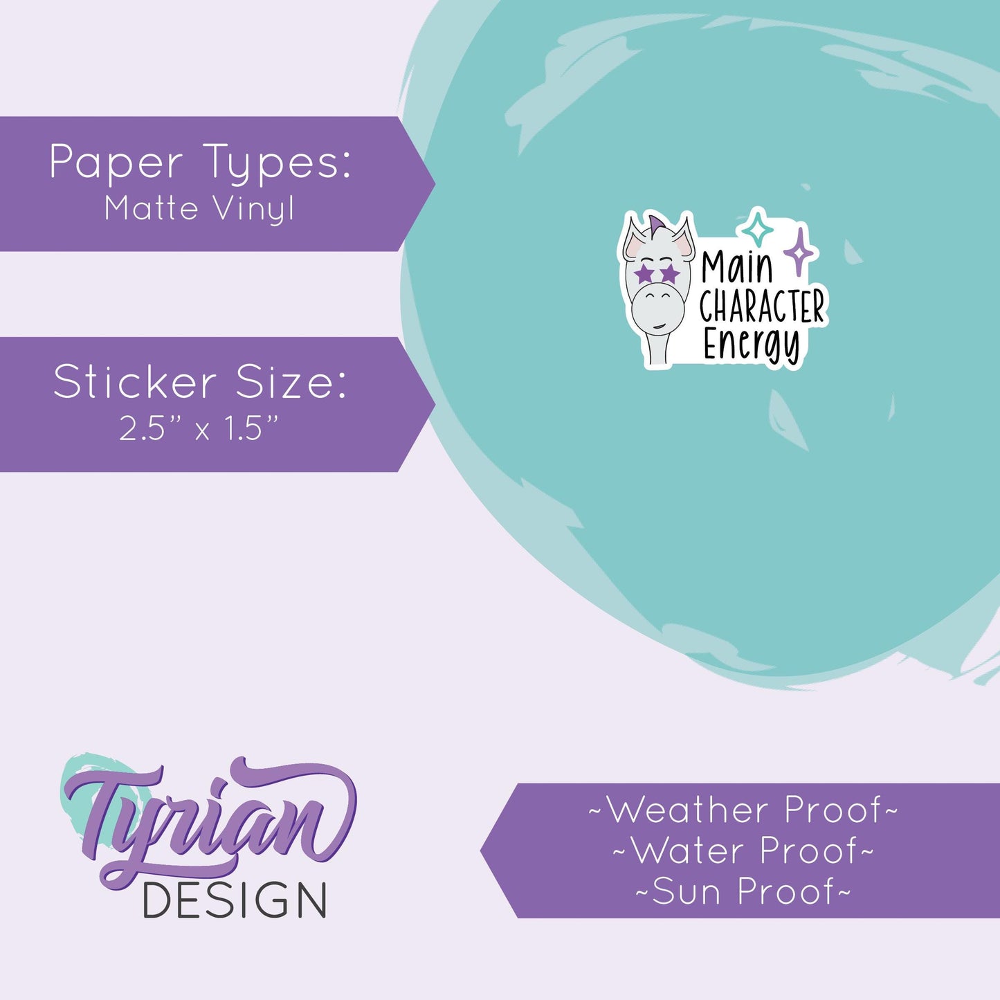Main Character Energy Vinyl Sticker | Waterproof &  Weatherproof | 2.5" x 1.5"  | E-Reader sticker | Tumbler Sticker | Dishwasher Safe