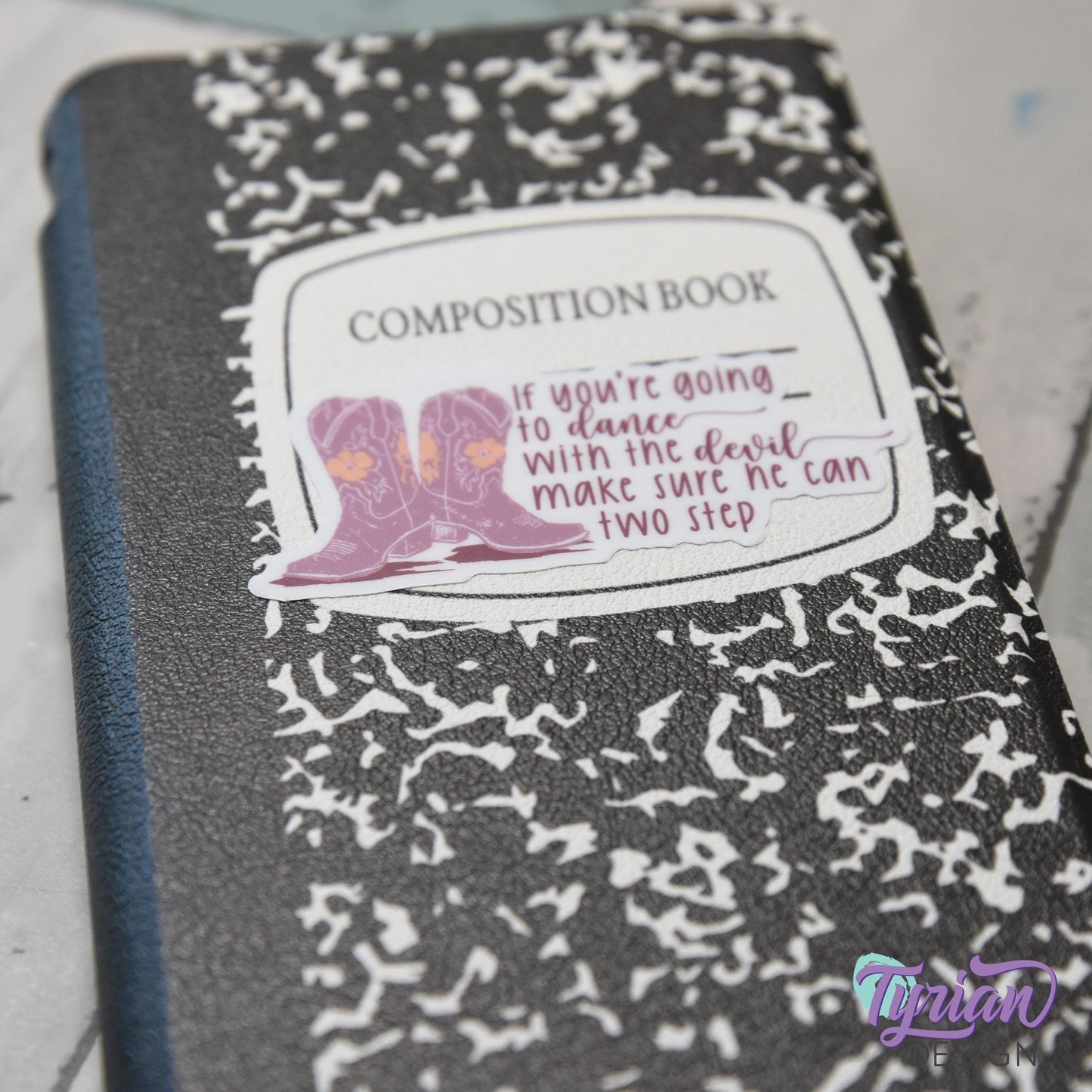 Dance with the Devil Vinyl Sticker | Cowboy Boots Sticker  | Two Step | High quality weather proof vinyl | 2.5x1.2 inches