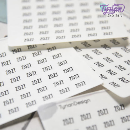 Tiny 2027 Stickers | 42 Stickers | .38 x .27" each | Font: Charley