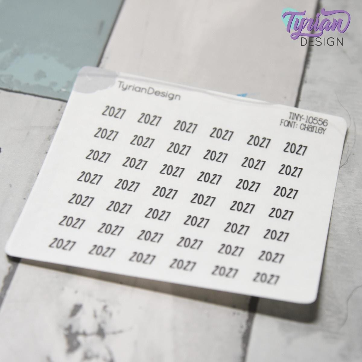 Tiny 2027 Stickers | 42 Stickers | .38 x .27" each | Font: Charley