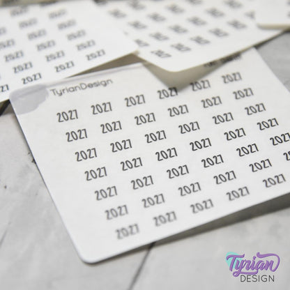 Tiny 2027 Stickers | 42 Stickers | .38 x .27" each | Font: Charley