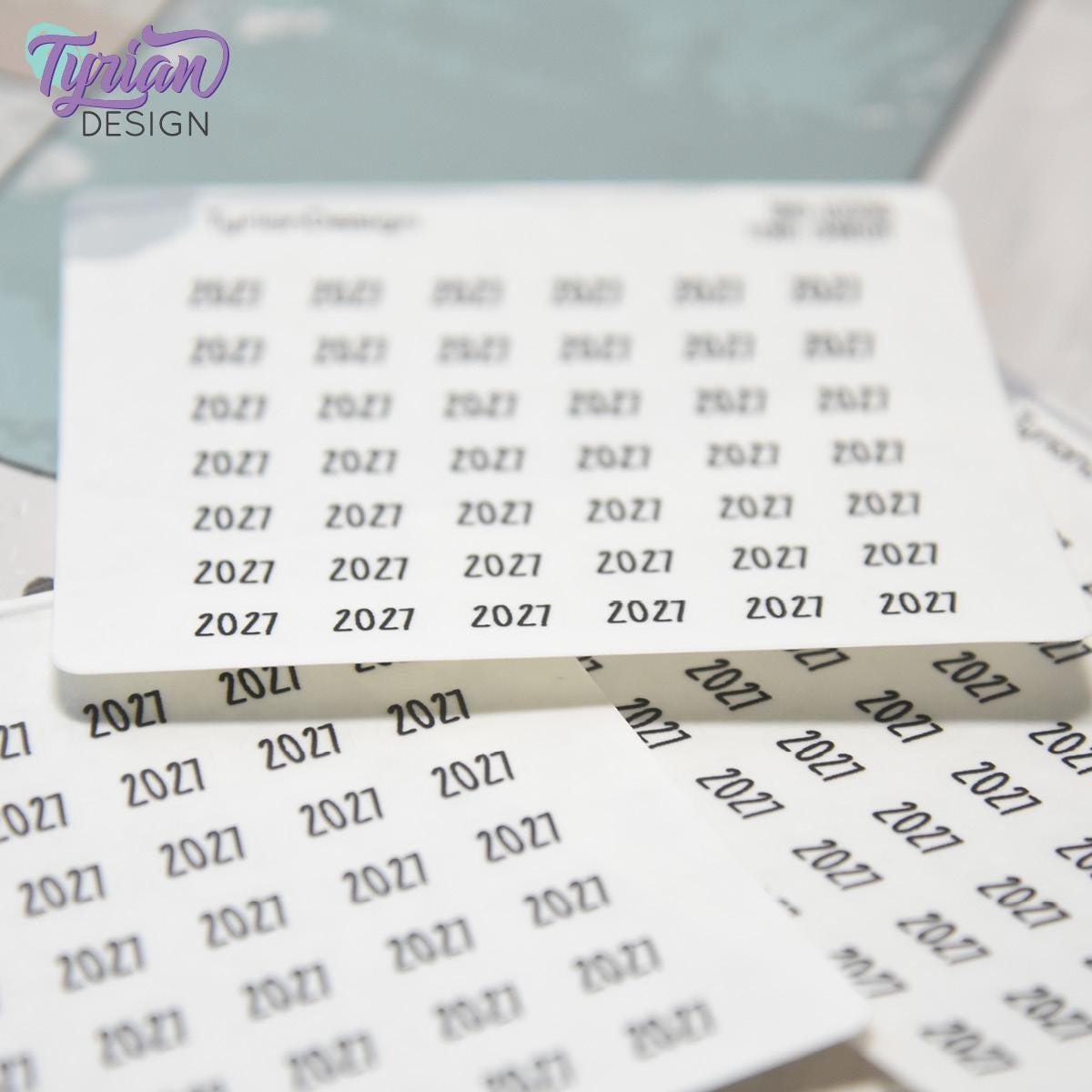 Tiny 2027 Stickers | 42 Stickers | .38 x .27" each | Font: Charley