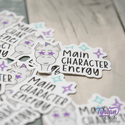 Main Character Energy Vinyl Sticker | Waterproof &  Weatherproof | 2.5" x 1.5"  | E-Reader sticker | Tumbler Sticker | Dishwasher Safe