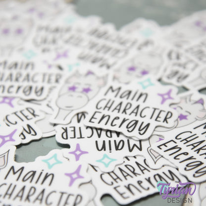 Main Character Energy Vinyl Sticker | Waterproof &  Weatherproof | 2.5" x 1.5"  | E-Reader sticker | Tumbler Sticker | Dishwasher Safe