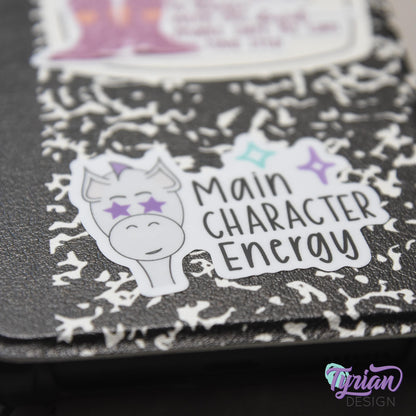 Main Character Energy Vinyl Sticker | Waterproof &  Weatherproof | 2.5" x 1.5"  | E-Reader sticker | Tumbler Sticker | Dishwasher Safe