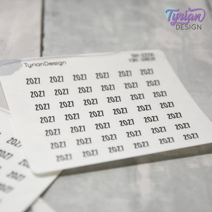 Tiny 2027 Stickers | 42 Stickers | .38 x .27" each | Font: Charley