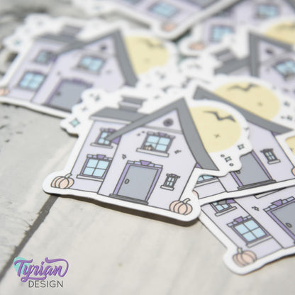 Pumpkin House Vinyl Sticker |Weather Proof vinyl | 2"x 2" | Halloween Spooky Sticker| Little House sticker | Tumbler