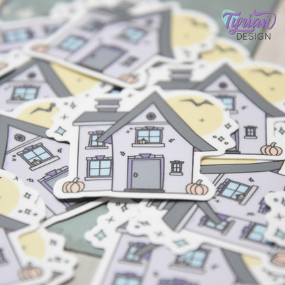 Pumpkin House Vinyl Sticker |Weather Proof vinyl | 2"x 2" | Halloween Spooky Sticker| Little House sticker | Tumbler
