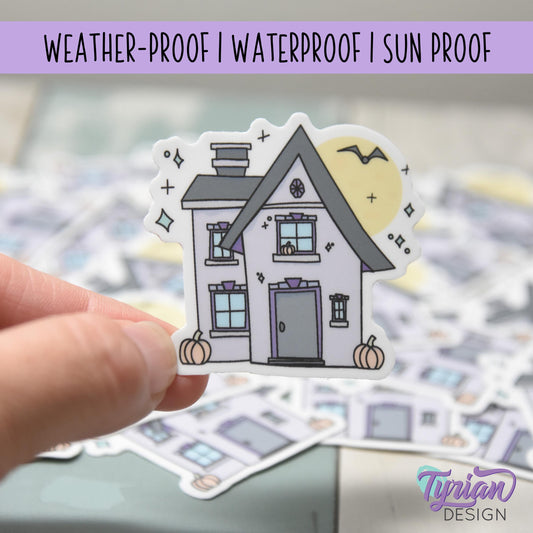 Pumpkin House Vinyl Sticker |Weather Proof vinyl | 2"x 2" | Halloween Spooky Sticker| Little House sticker | Tumbler