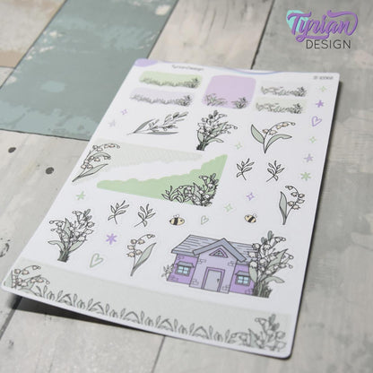 Lily of the Valley House Journal Stickers | 35 Stickers | 5x7" Sheet