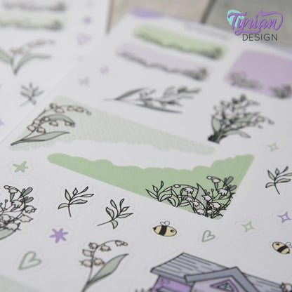 Lily of the Valley House Journal Stickers | 35 Stickers | 5x7" Sheet