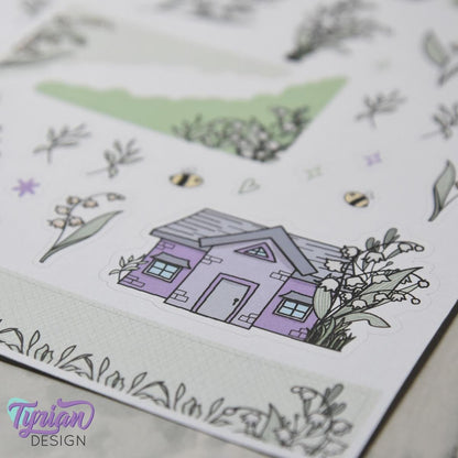 Lily of the Valley House Journal Stickers | 35 Stickers | 5x7" Sheet