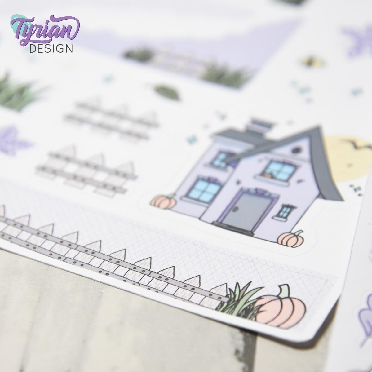 Fall Pumpkin House Journal Stickers  | 42 Stickers | 5x7" Sheet