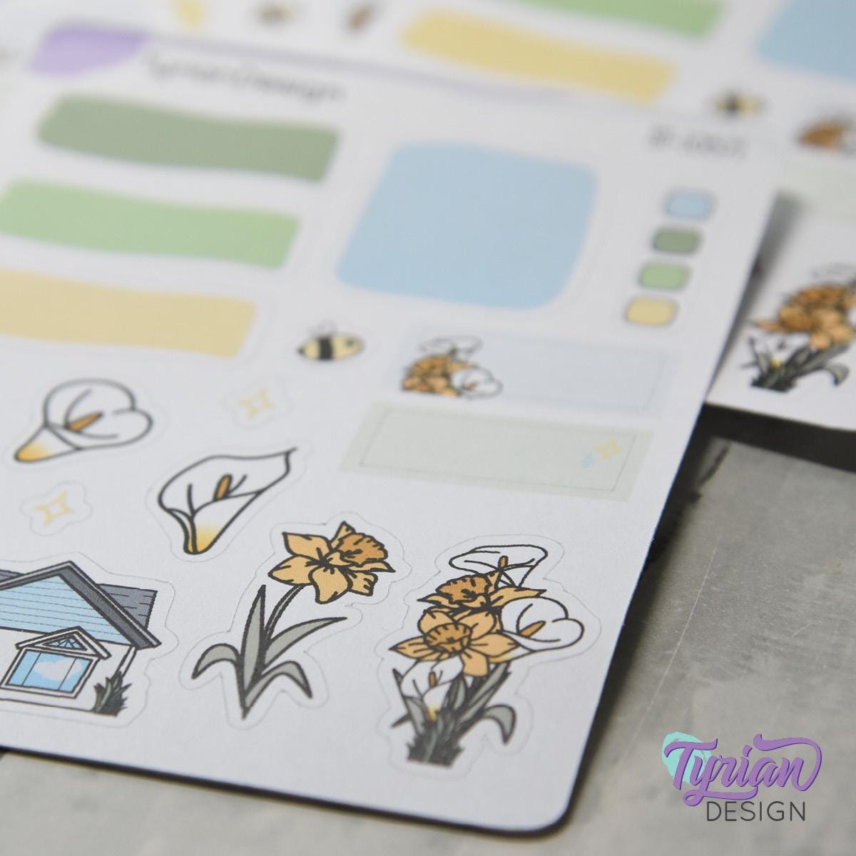 Daffodil and Calla Lily House Journal Stickers | 16 Stickers