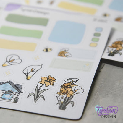 Daffodil and Calla Lily House Journal Stickers | 16 Stickers