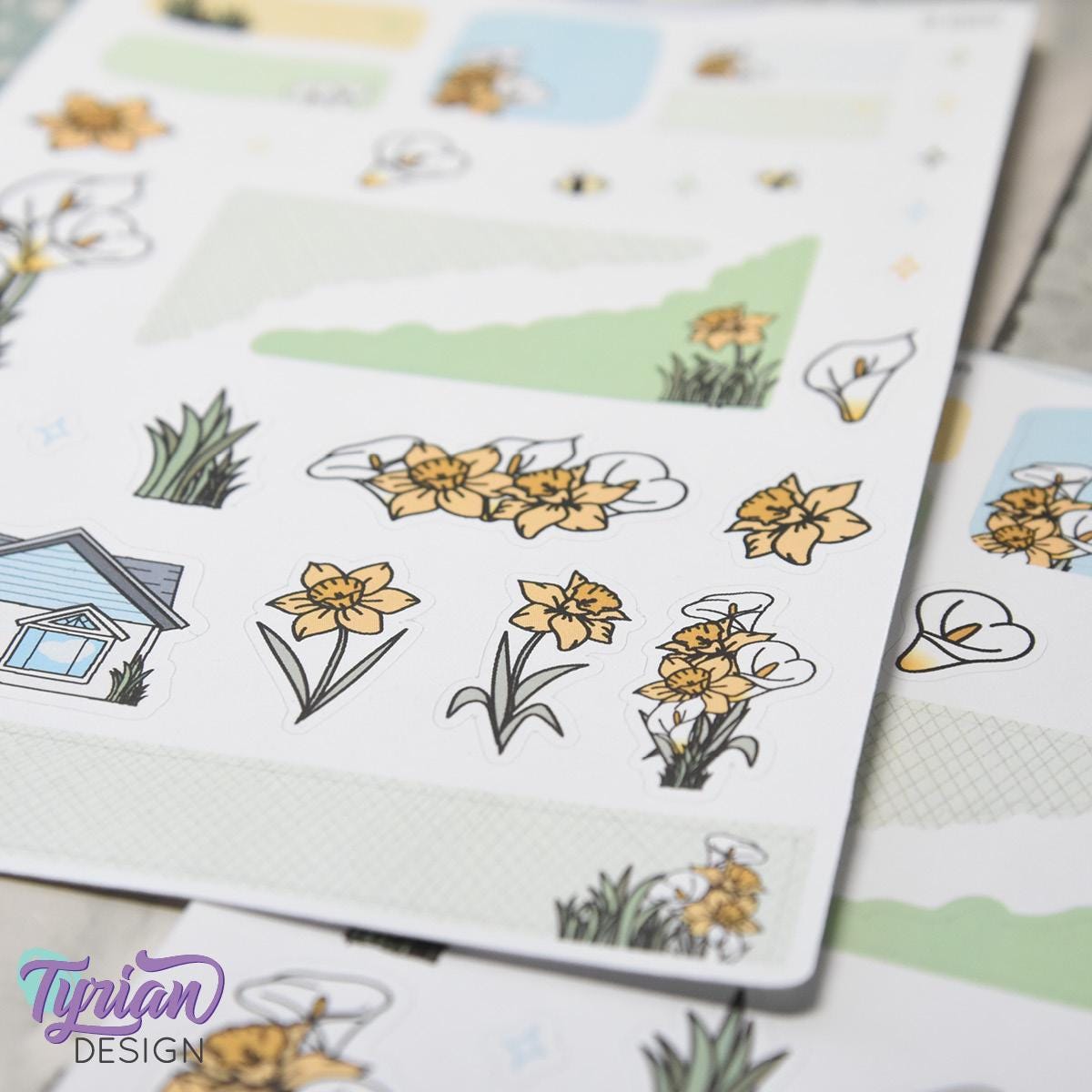 Daffodil House Journal Stickers | 29 Stickers | 5x7" Sheet