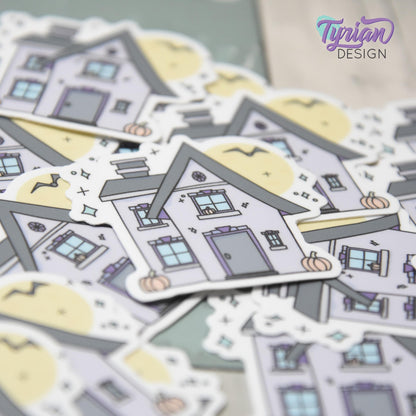 Pumpkin House Vinyl Sticker |Weather Proof vinyl | 2"x 2" | Halloween Spooky Sticker| Little House sticker | Tumbler