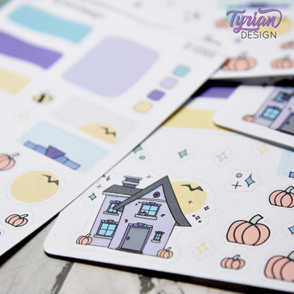 Fall Pumpkin House Journal Stickers | 19 Stickers.