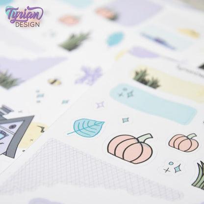 Fall Pumpkin House Journal Stickers  | 42 Stickers | 5x7" Sheet