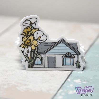 Daffodil House Vinyl Sticker |Weather Proof vinyl | 2"x 2" | Calla Lily Sticker| Little House sticker | Tumbler