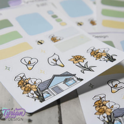 Daffodil and Calla Lily House Journal Stickers | 16 Stickers