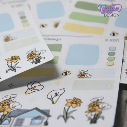 Daffodil and Calla Lily House Journal Stickers | 16 Stickers