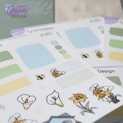 Daffodil and Calla Lily House Journal Stickers | 16 Stickers