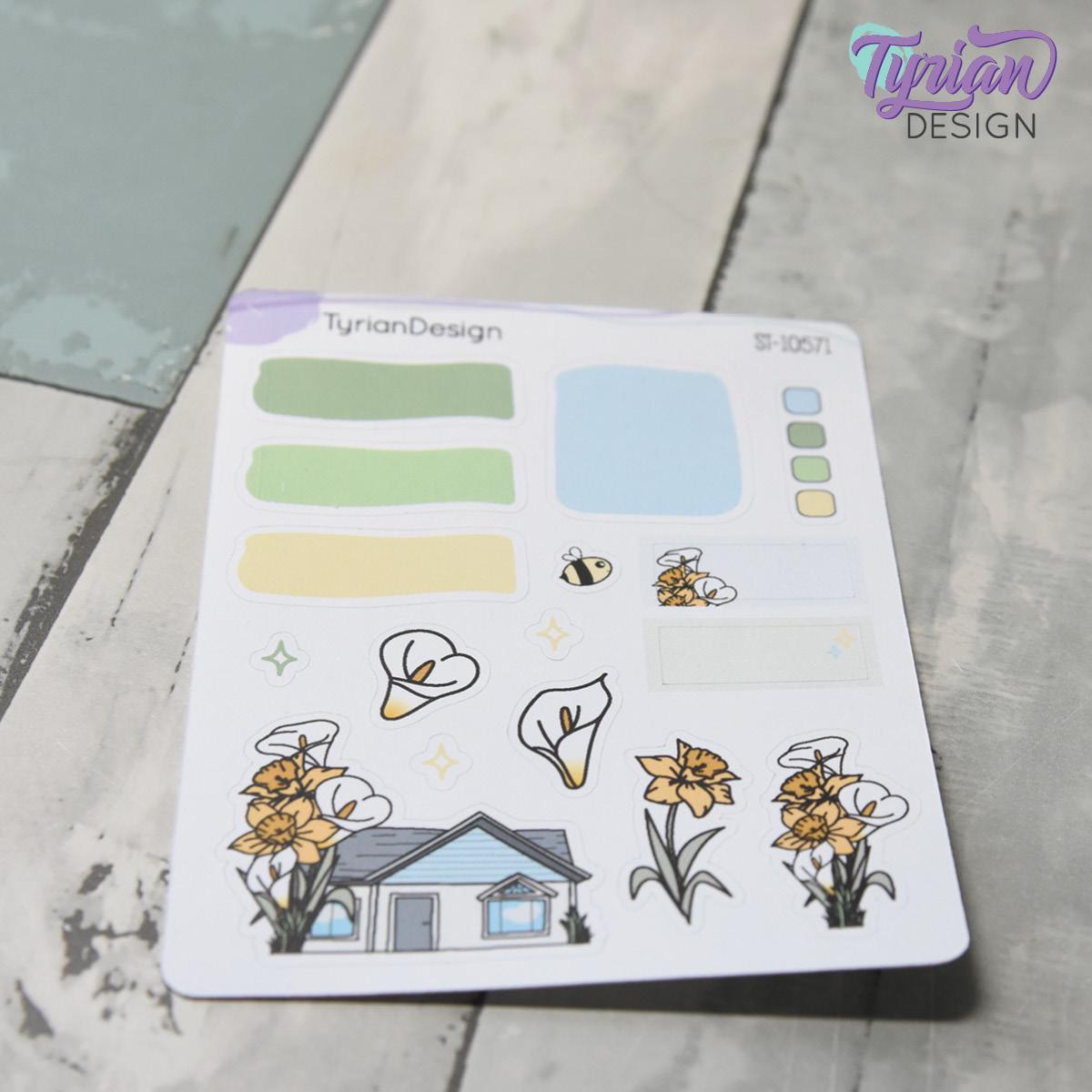 Daffodil and Calla Lily House Journal Stickers | 16 Stickers