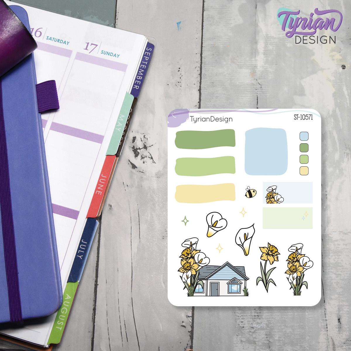 Daffodil and Calla Lily House Journal Stickers | 16 Stickers