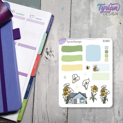 Daffodil and Calla Lily House Journal Stickers | 16 Stickers