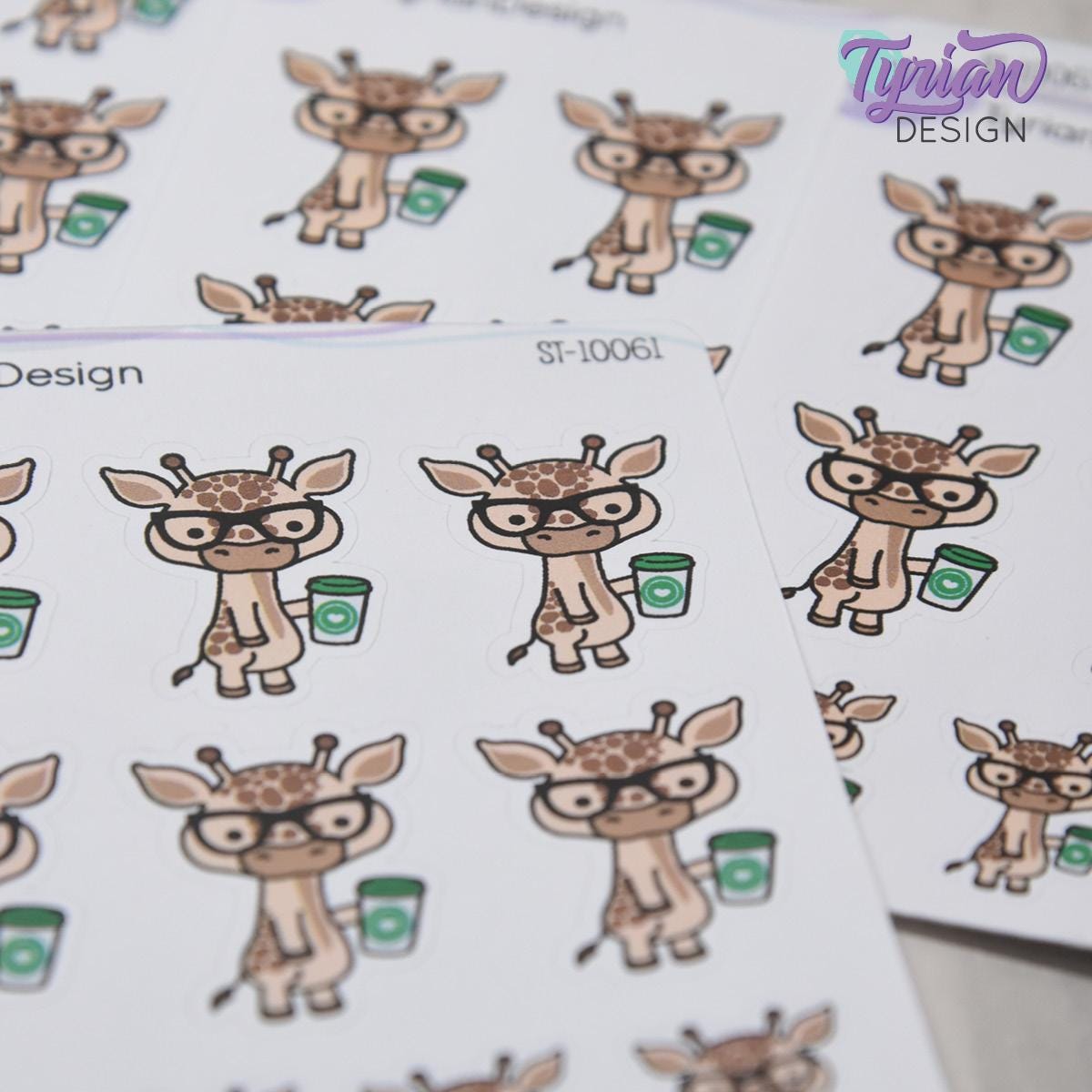 Nerd Giraffe Stickers | Norman| 10 Stickers | Multiple Sizes
