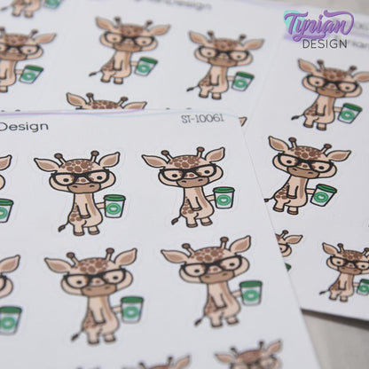 Nerd Giraffe Stickers | Norman| 10 Stickers | Multiple Sizes