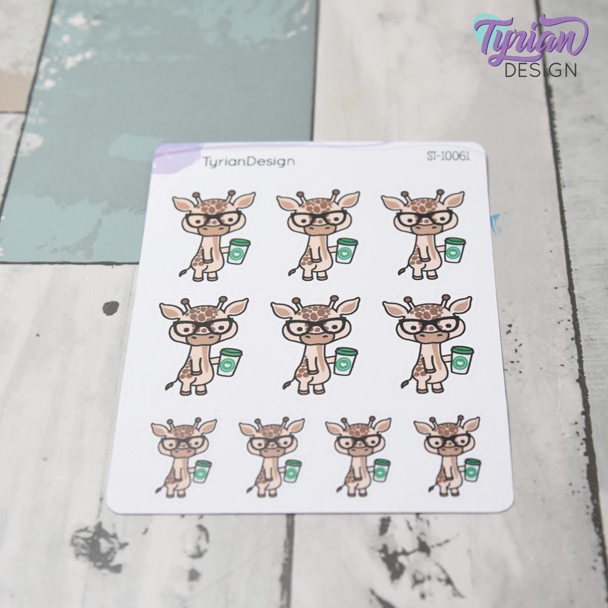 Nerd Giraffe Stickers | Norman| 10 Stickers | Multiple Sizes