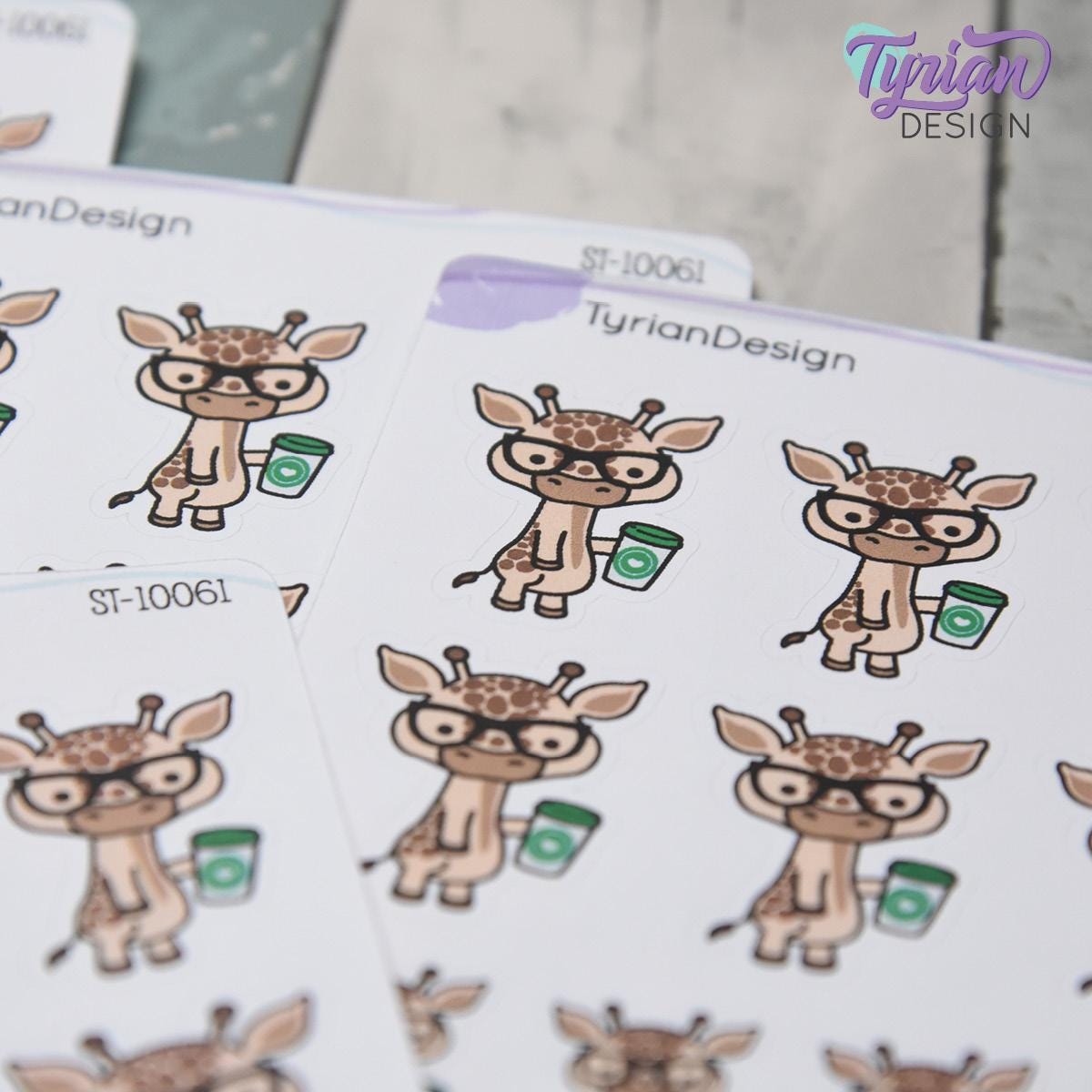 Nerd Giraffe Stickers | Norman| 10 Stickers | Multiple Sizes