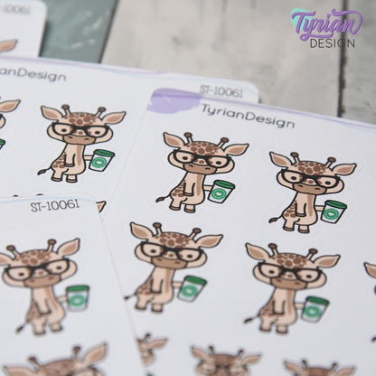 Nerd Giraffe Stickers | Norman| 10 Stickers | Multiple Sizes