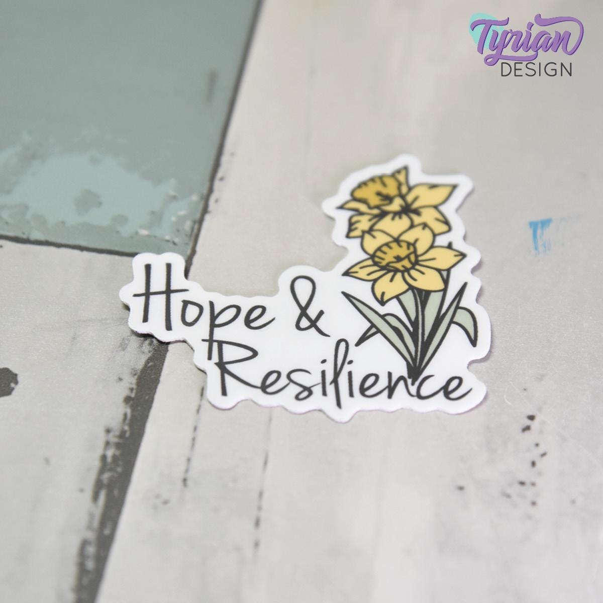 Hope and Resilience Daffodil Vinyl Sticker |Weather Proof vinyl | 2"x 2 | For Tumbler, laptop, journal