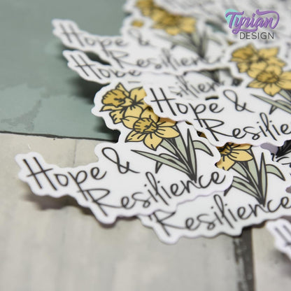 Hope and Resilience Daffodil Vinyl Sticker |Weather Proof vinyl | 2"x 2 | For Tumbler, laptop, journal